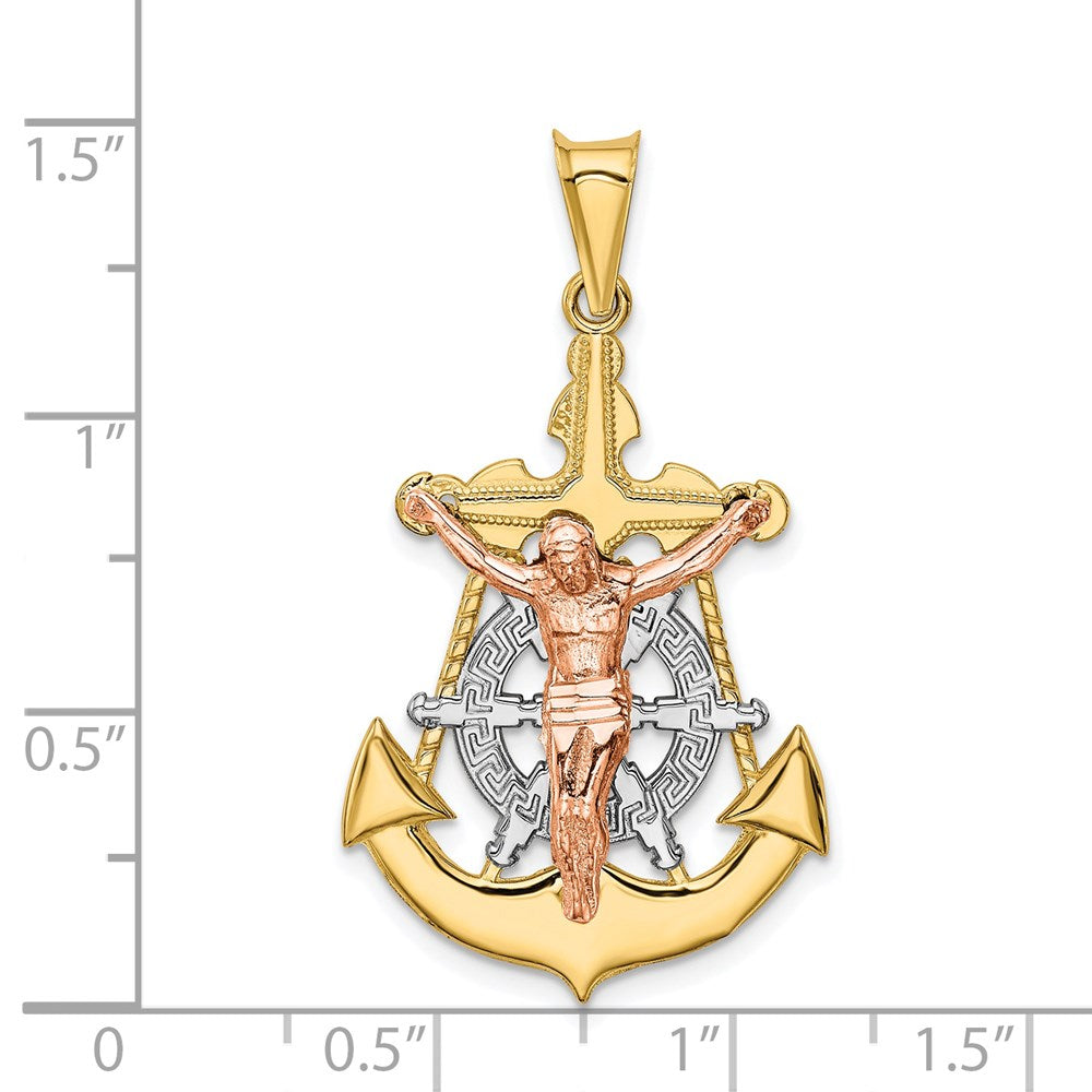 14k Tri-Color Gold Mariner Crucifix Pendant