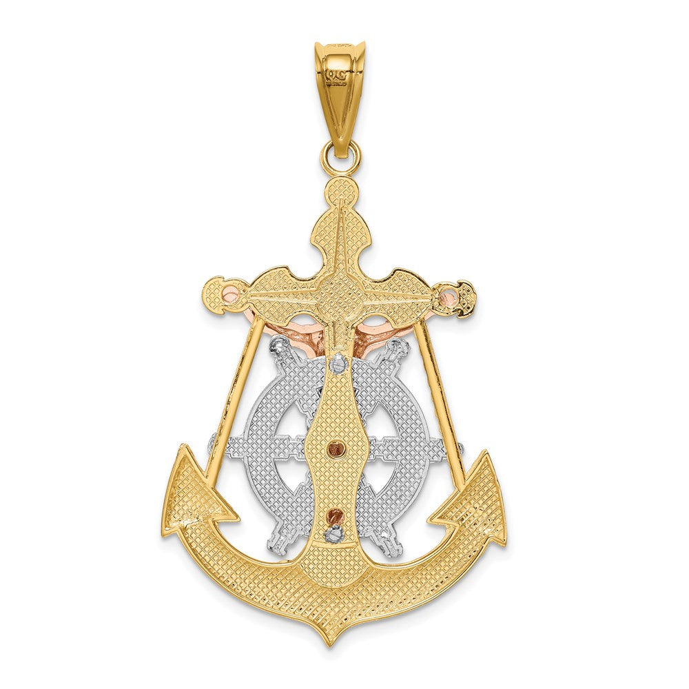 14k Tri-Color Gold Mariner Crucifix Pendant