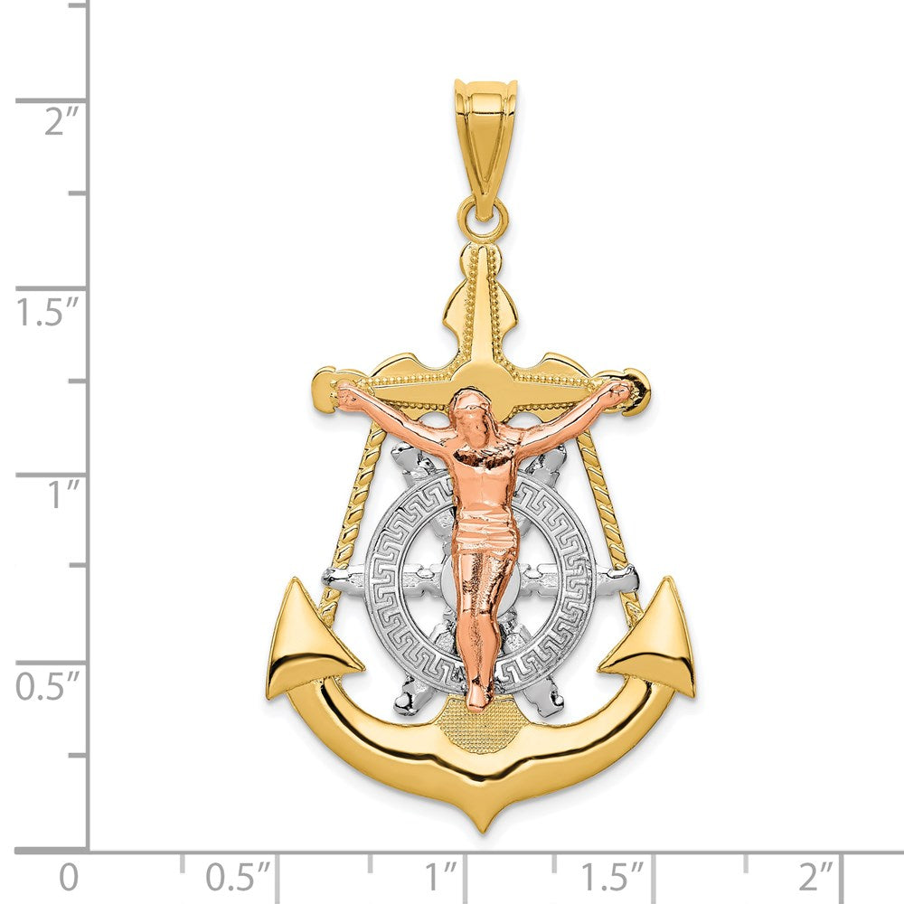 14k Tri-Color Gold Mariner Crucifix Pendant