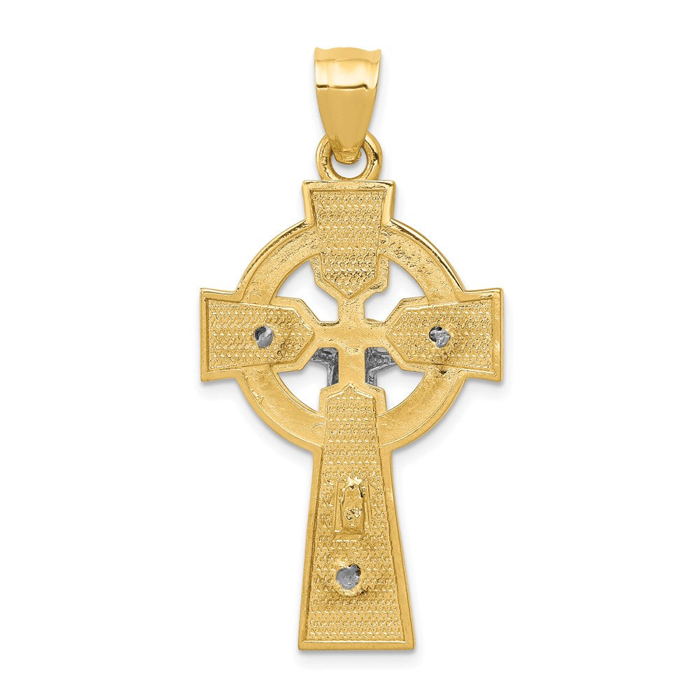 14k Two-tone Gold Polished Celtic INRI Crucifix Pendant