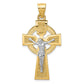 14k Two-tone Gold Polished Celtic INRI Crucifix Pendant