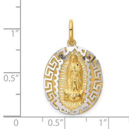 14k Two-tone Gold Two-tone Gold Our Lady Of Guadalupe Semi-solid Pendant