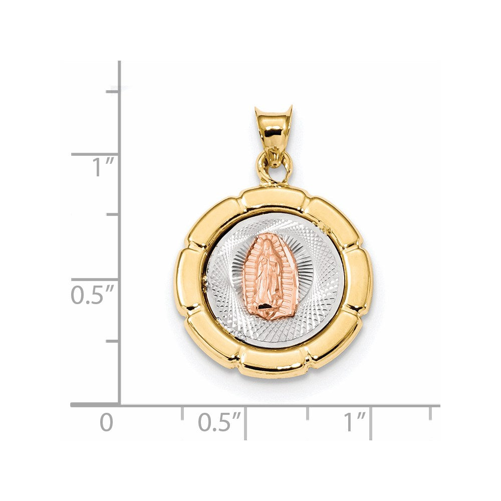 14k Tri-Color Gold Our Lady Of Guadalupe Pendant