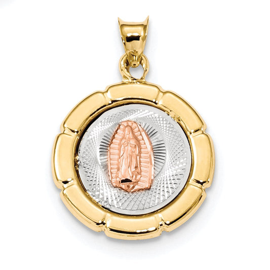 14k Tri-Color Gold Our Lady Of Guadalupe Pendant