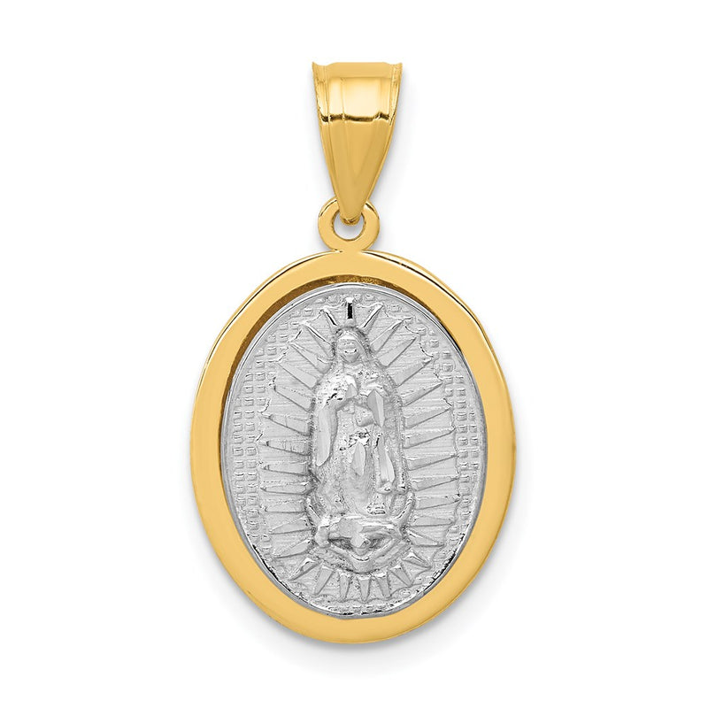 14k Two-tone Gold Raised Lady of Guadalupe Pendant