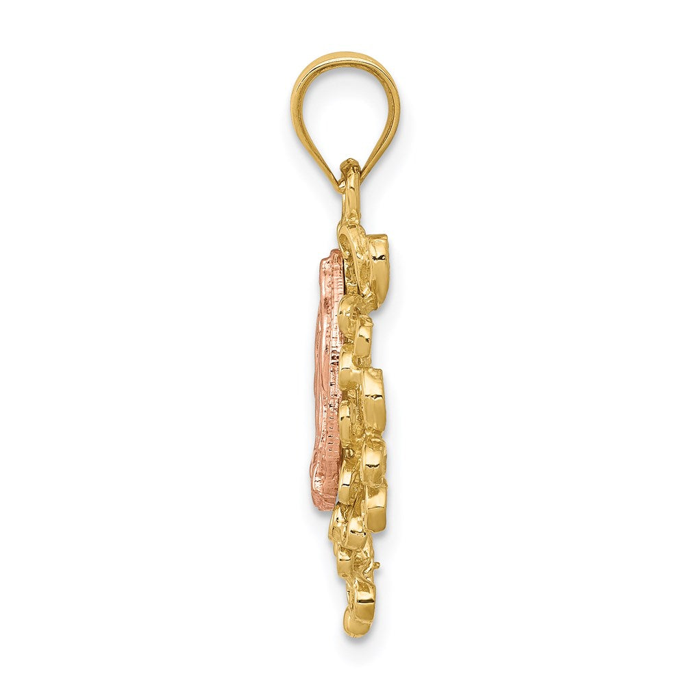14k Two-tone Gold Polished Our Lady of Guadalupe Pendant
