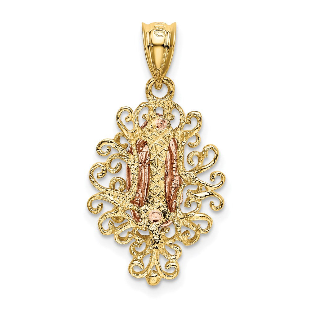 14k Two-tone Gold Polished Our Lady of Guadalupe Pendant