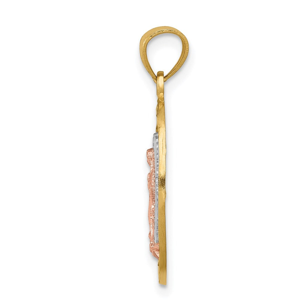 14k Two-tone Gold w/White Rhodium D/C Lady of Guadalupe Charm