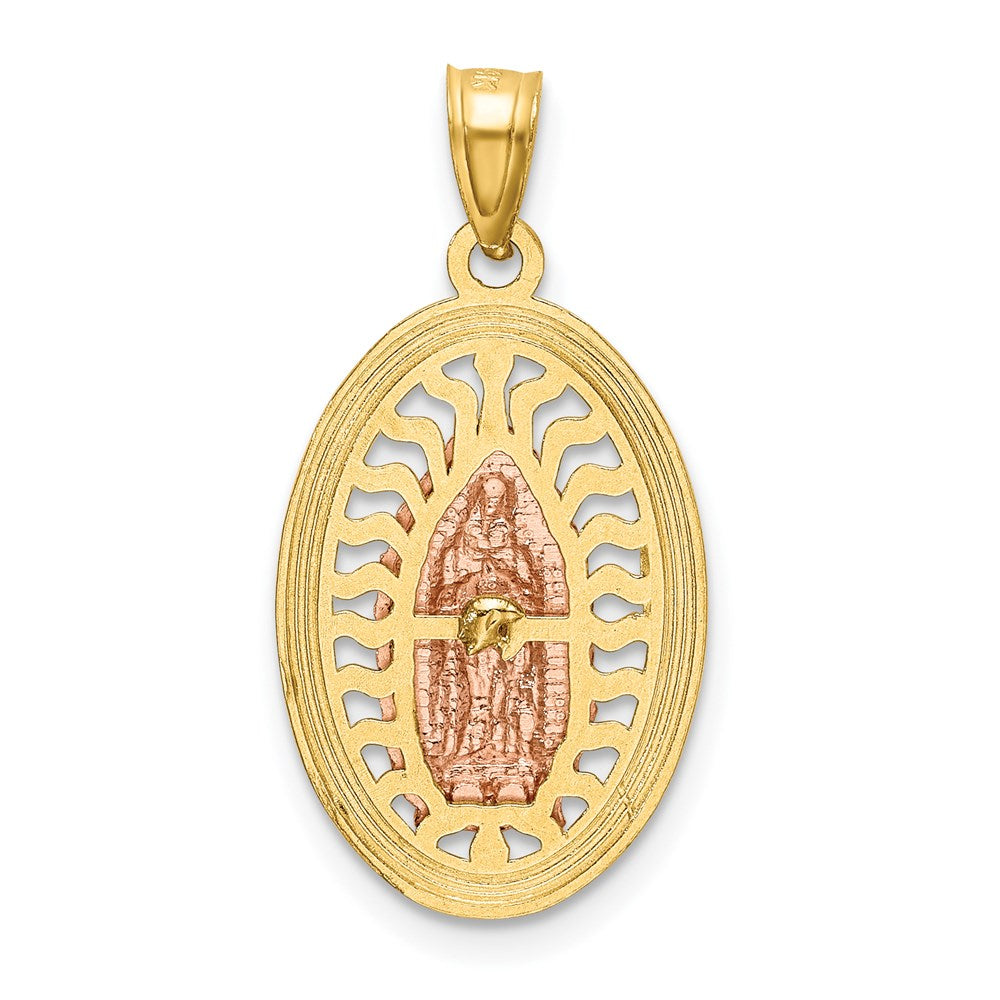 14k Two-tone Gold w/White Rhodium D/C Lady of Guadalupe Charm
