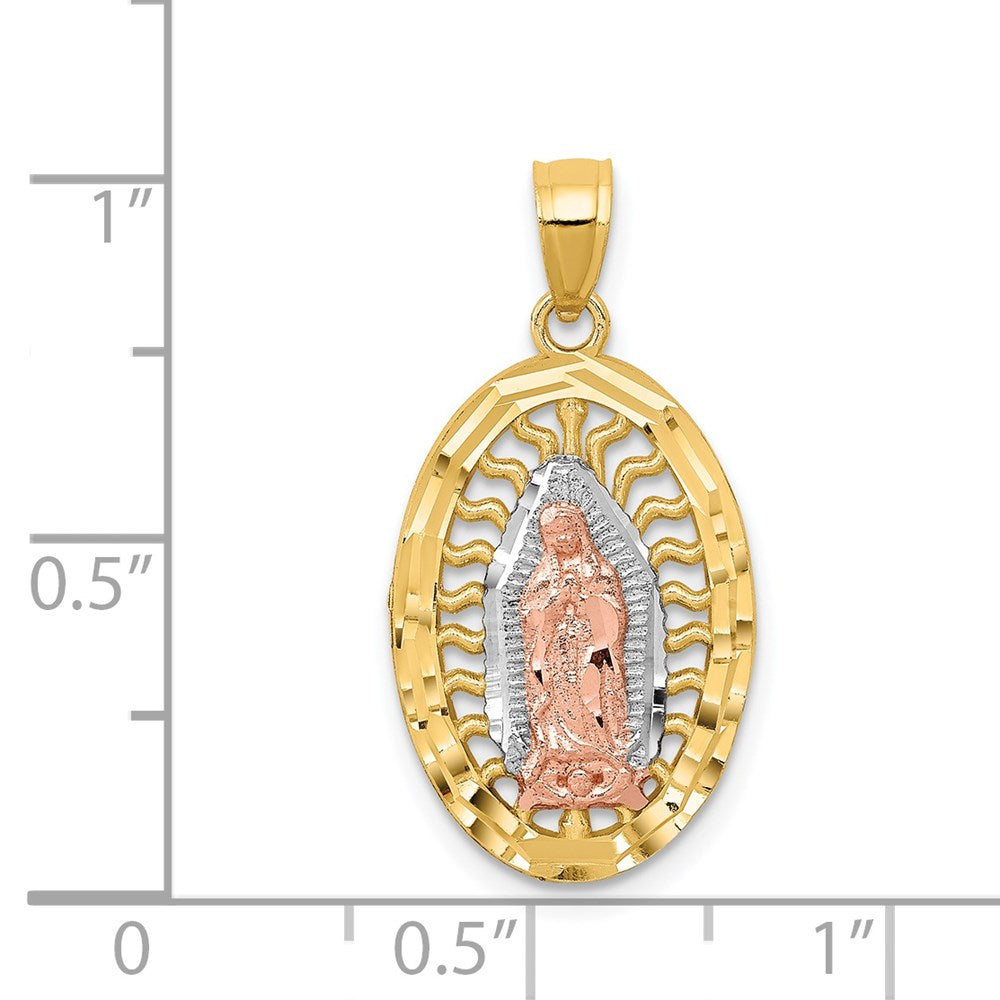 14k Two-tone Gold w/White Rhodium D/C Lady of Guadalupe Charm