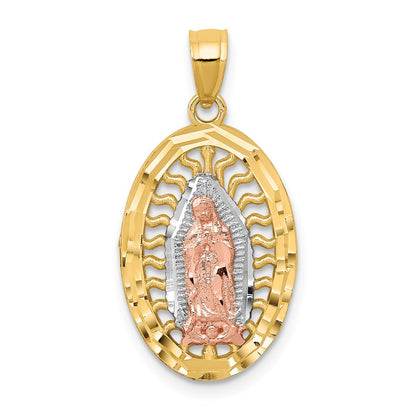 14k Two-tone Gold w/White Rhodium D/C Lady of Guadalupe Charm