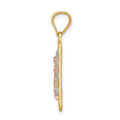 14k Two-tone Gold w/White Rhodium D/C Lady of Guadalupe Pendant