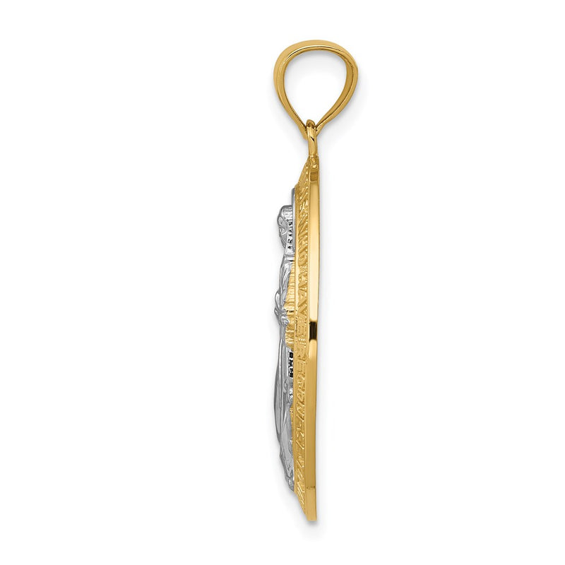 14k Yellow & Rhodium Gold w/Rhodium Polished Miraculous Medal Pendant