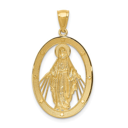 14k Yellow & Rhodium Gold w/Rhodium Polished Miraculous Medal Pendant