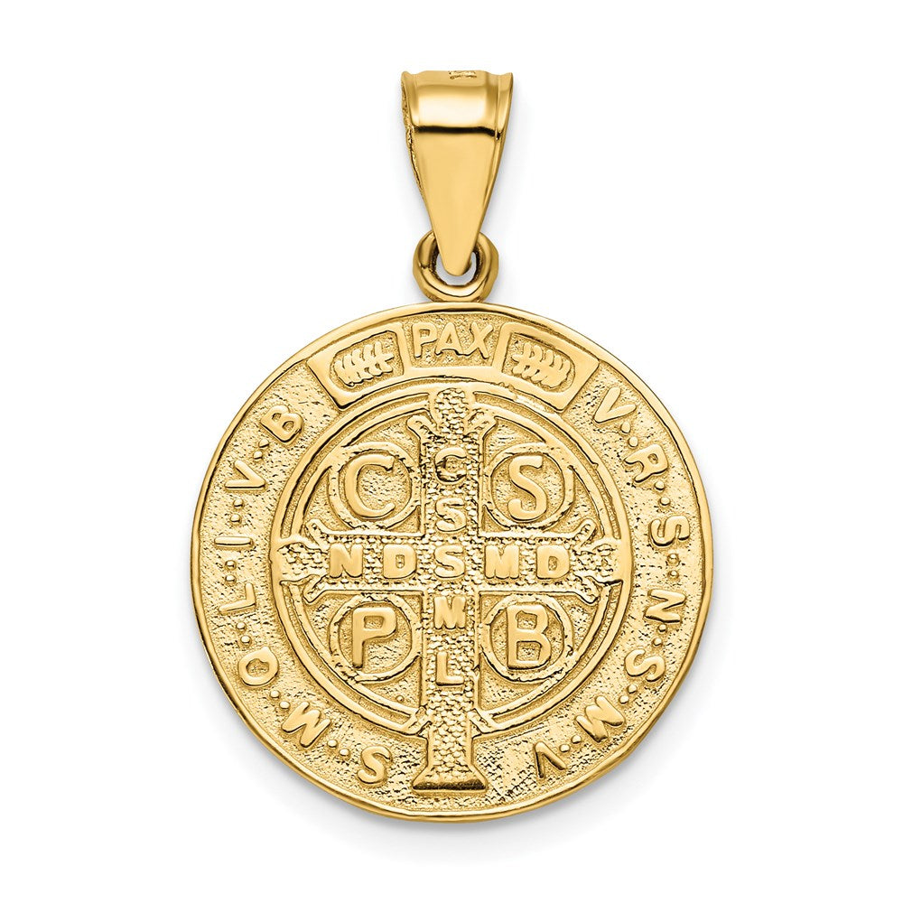14k Yellow Gold San Benito 2 Sided Round Pendant