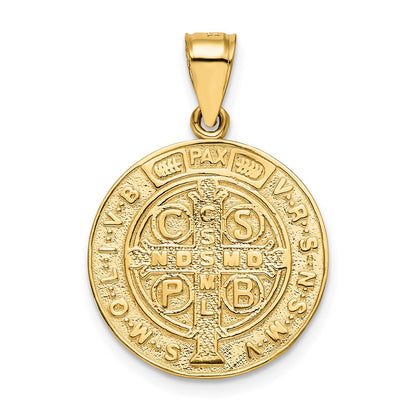14k Yellow Gold San Benito 2 Sided Round Pendant
