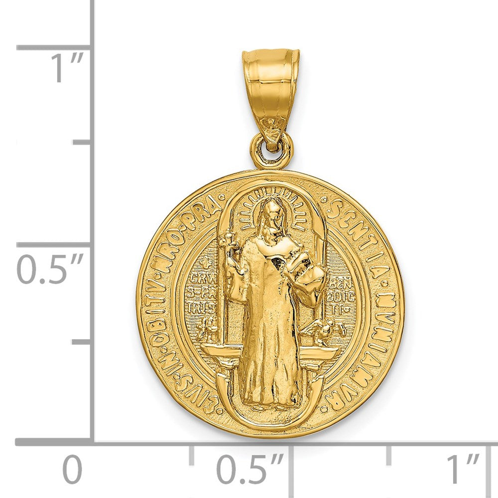 14k Yellow Gold San Benito 2 Sided Round Pendant