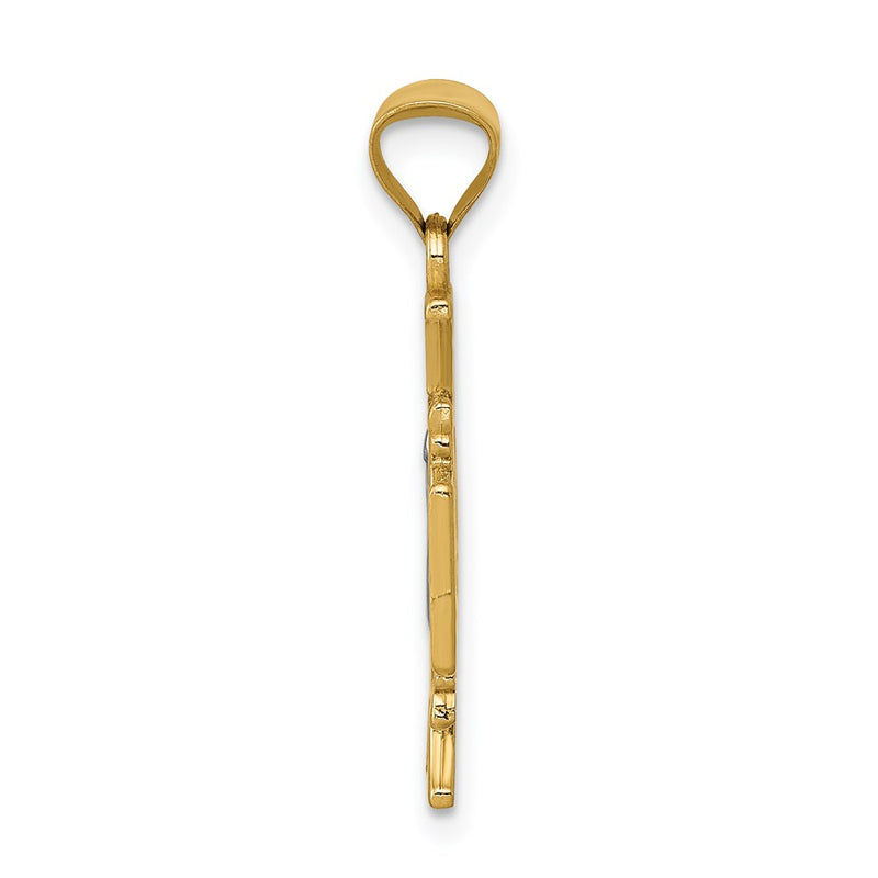 14k Yellow & Rhodium Gold w/Rhodium St. Benedict Semi-solid Pendant