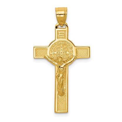 14k Yellow Gold San Benito 2-Sided Crucifix Pendant