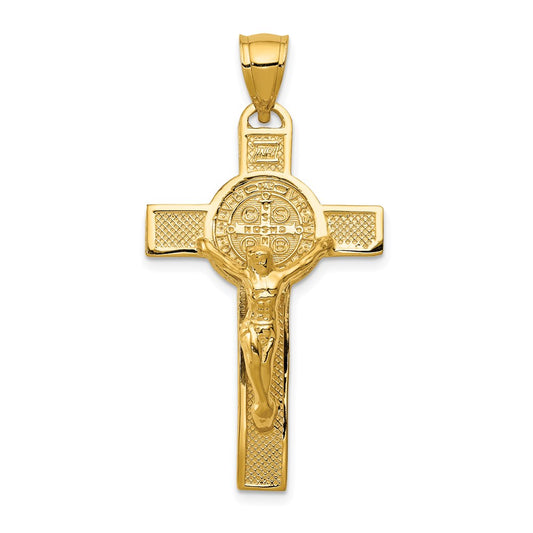 14k Yellow Gold San Benito 2-Sided Crucifix Pendant
