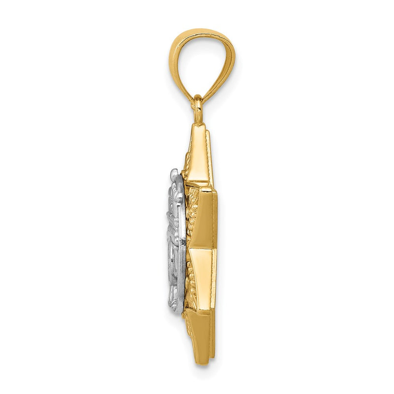14k Two-tone Gold Two-tone Gold Star Of David and Menorah Pendant
