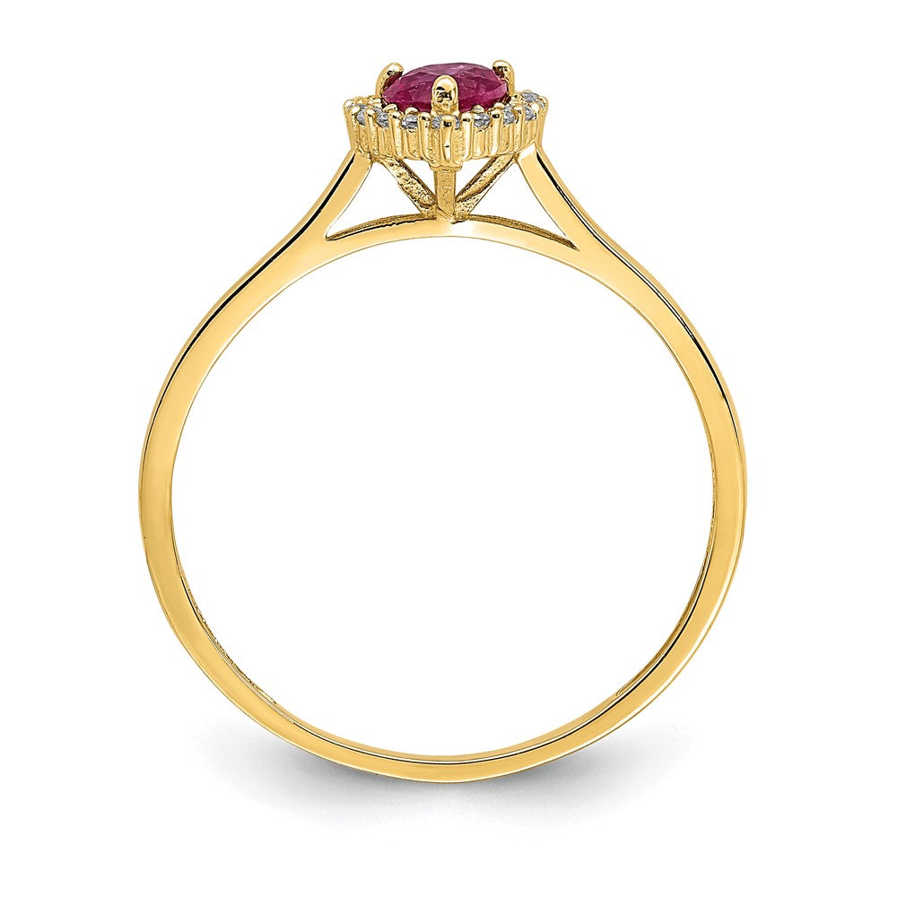 14K Yellow Gold Heart Pink and Clear CZ Ring