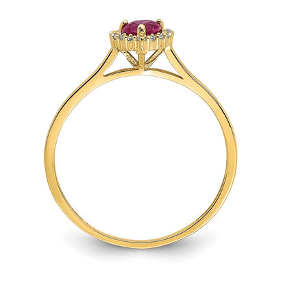 14K Yellow Gold Heart Pink and Clear CZ Ring