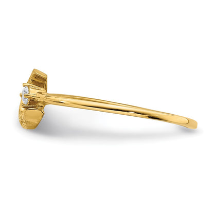 14K Yellow Gold CZ Moon Ring