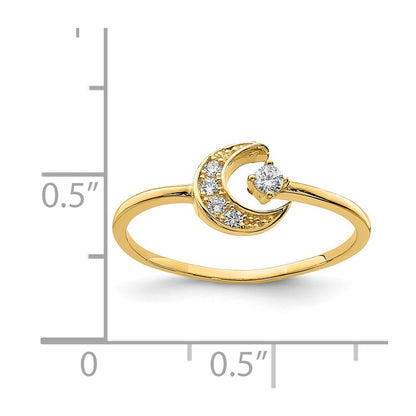 14K Yellow Gold CZ Moon Ring