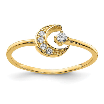 14K Yellow Gold CZ Moon Ring