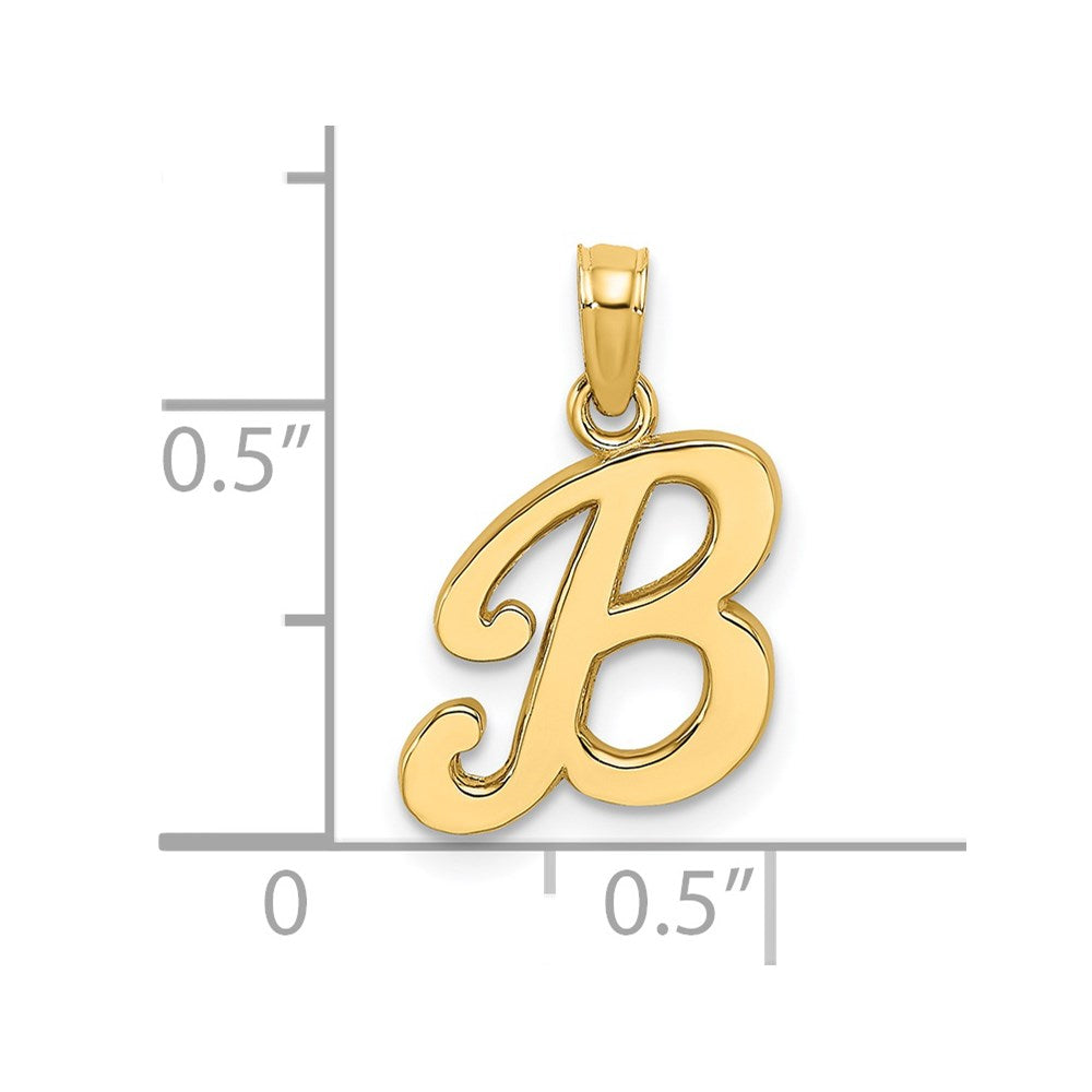 14k Yellow GoldY Script Letter B Initial Pendant