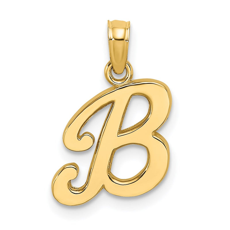 14k Yellow GoldY Script Letter B Initial Pendant