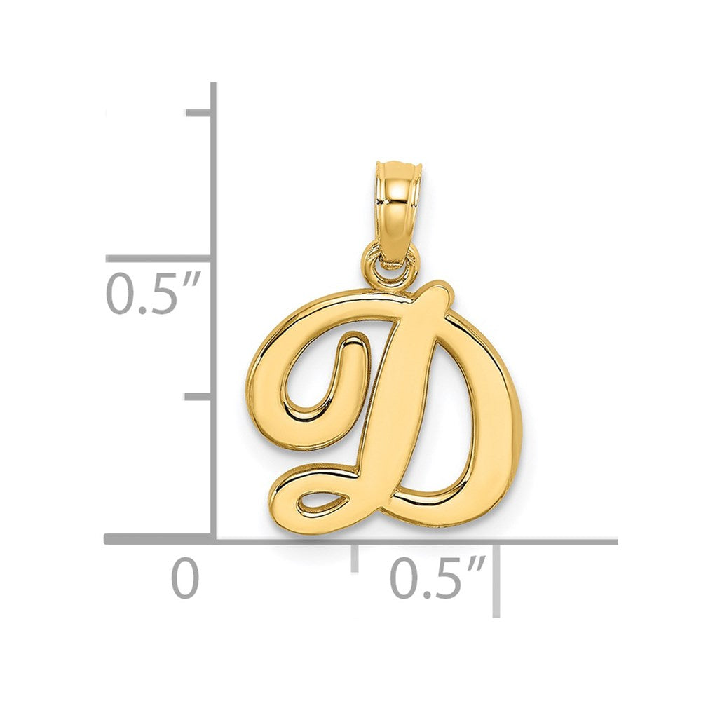 14k Yellow GoldY Script Letter D Initial Pendant