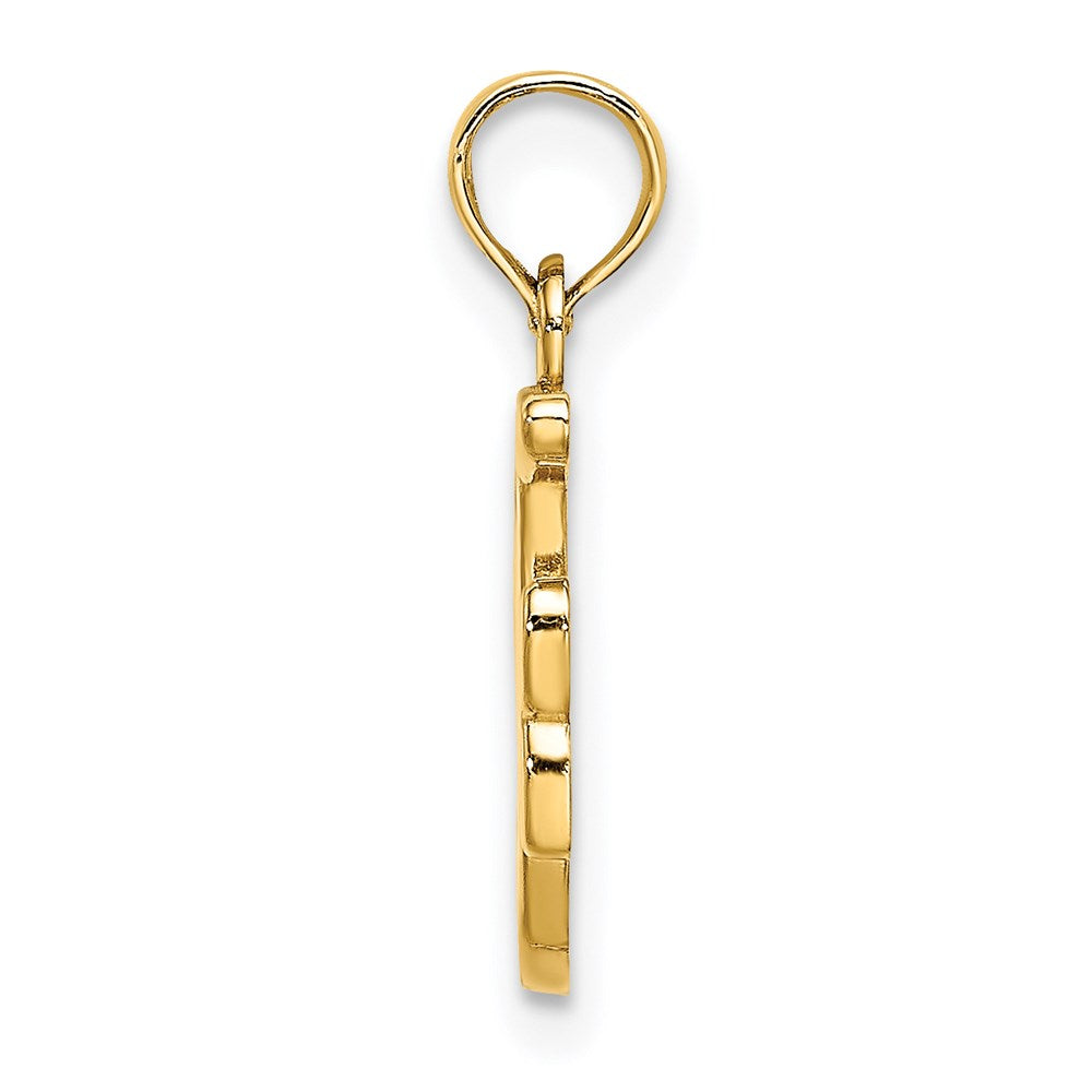 14k Yellow GoldY Script Letter F Initial Pendant
