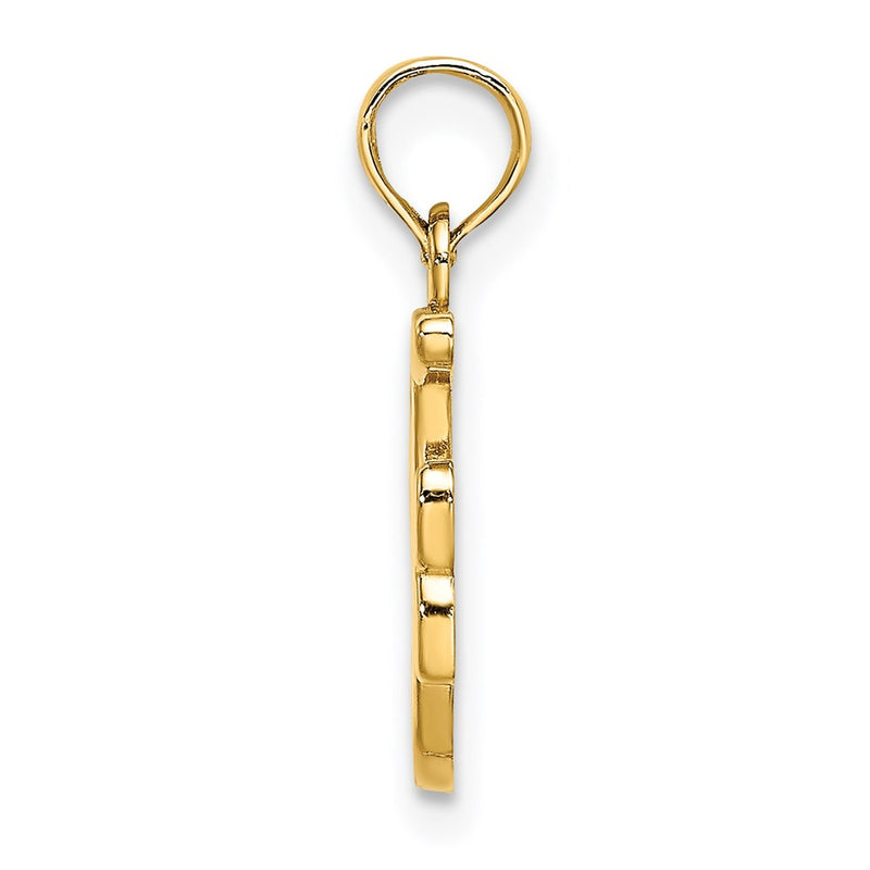 14k Yellow GoldY Script Letter F Initial Pendant