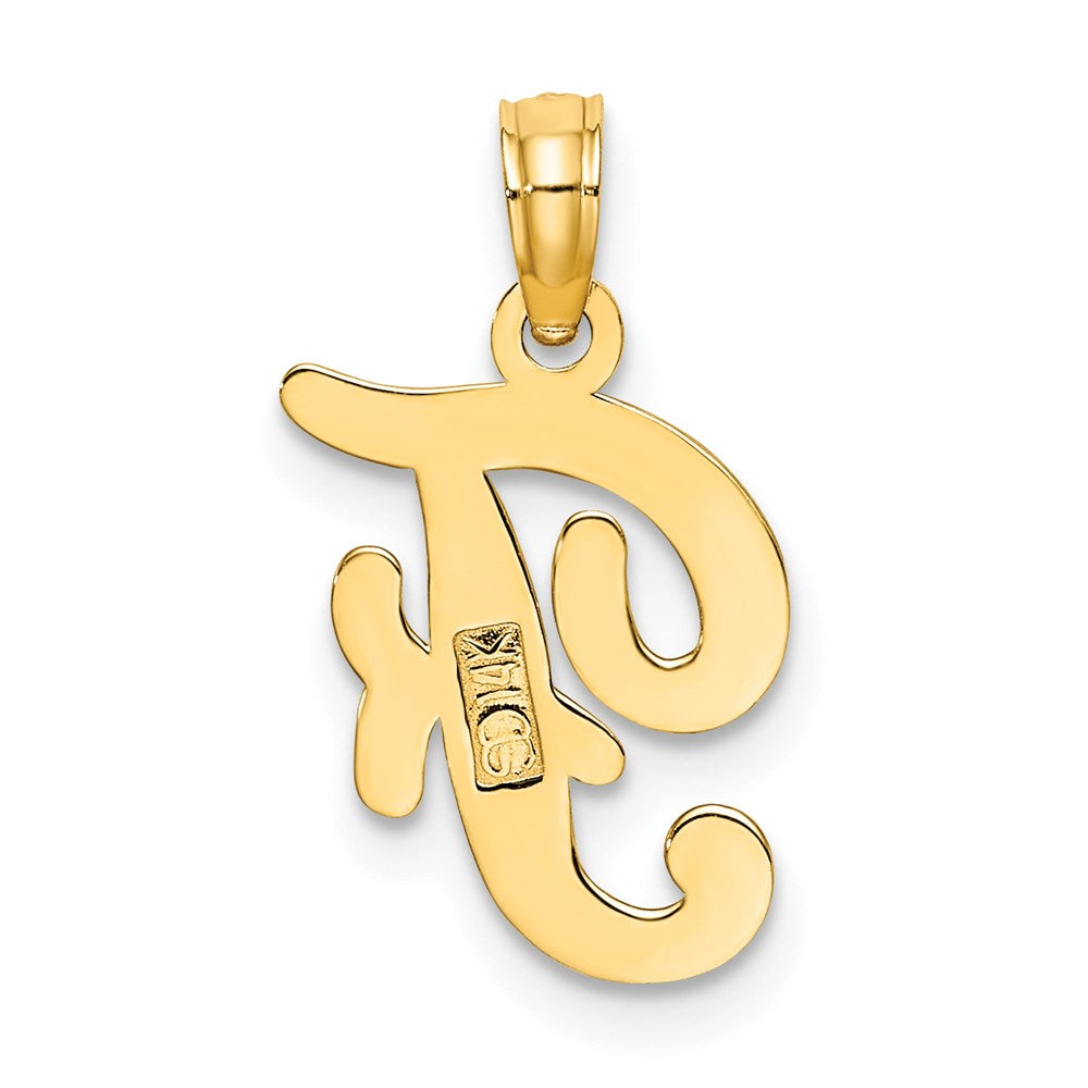 14k Yellow GoldY Script Letter F Initial Pendant