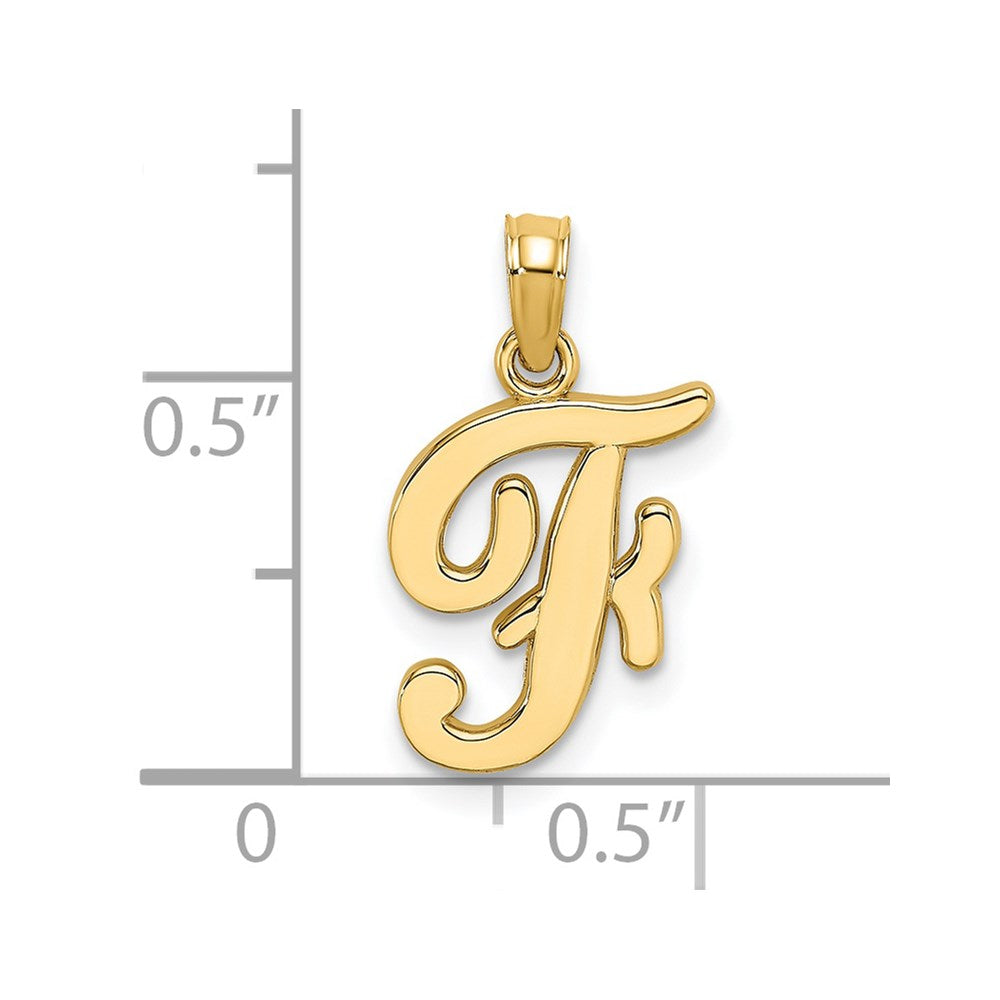 14k Yellow GoldY Script Letter F Initial Pendant