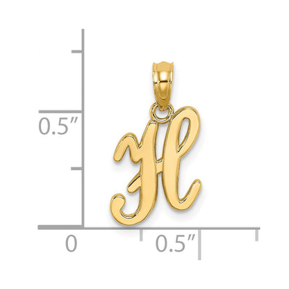 14k Yellow GoldY Script Letter H Initial Pendant