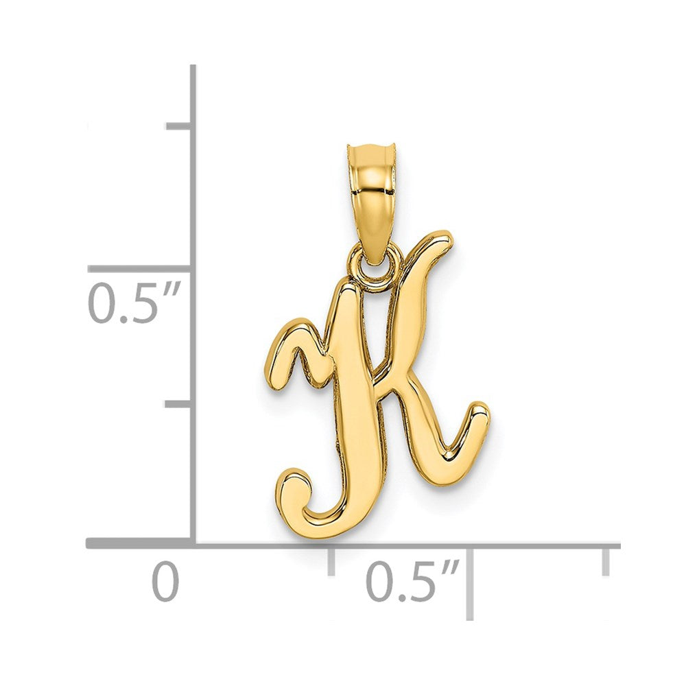14k Yellow GoldY Script Letter K Initial Pendant