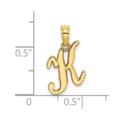 14k Yellow GoldY Script Letter K Initial Pendant