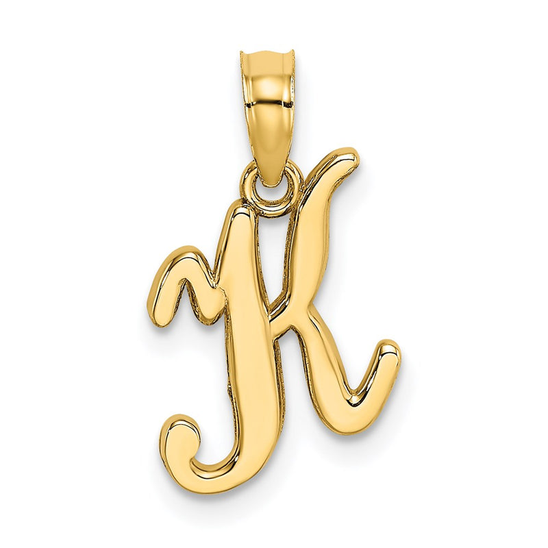 14k Yellow GoldY Script Letter K Initial Pendant
