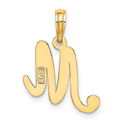 14k Yellow GoldY Script Letter M Initial Pendant