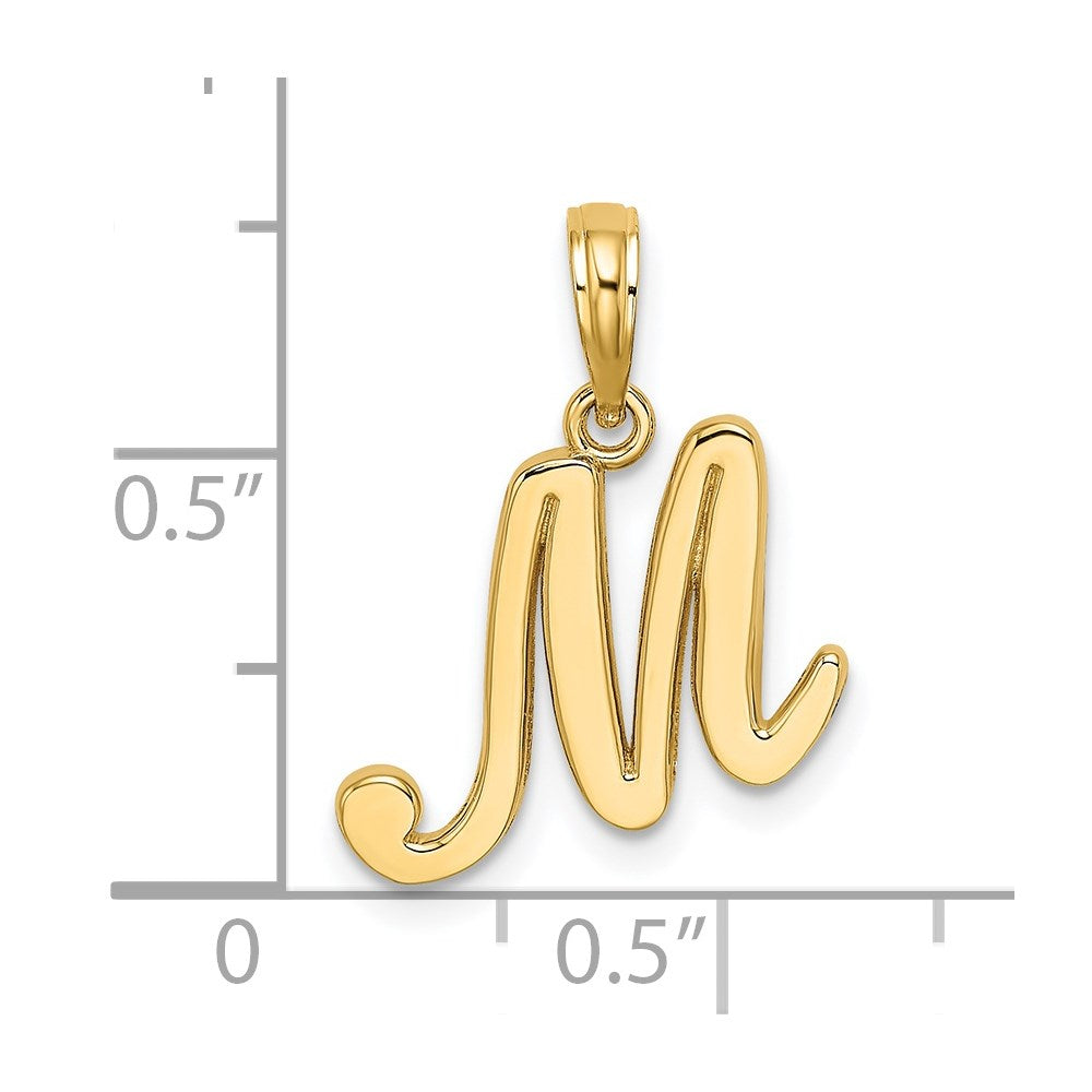 14k Yellow GoldY Script Letter M Initial Pendant