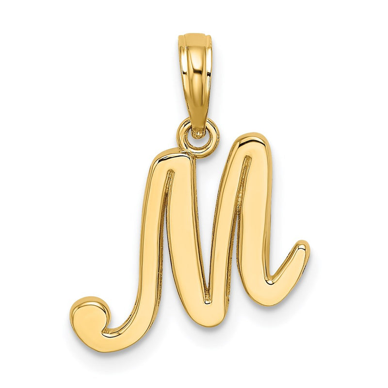 14k Yellow GoldY Script Letter M Initial Pendant