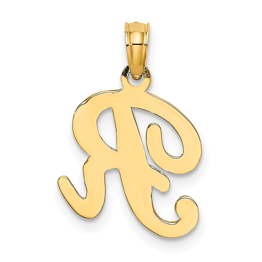 14k Yellow GoldY Script Letter R Initial Pendant