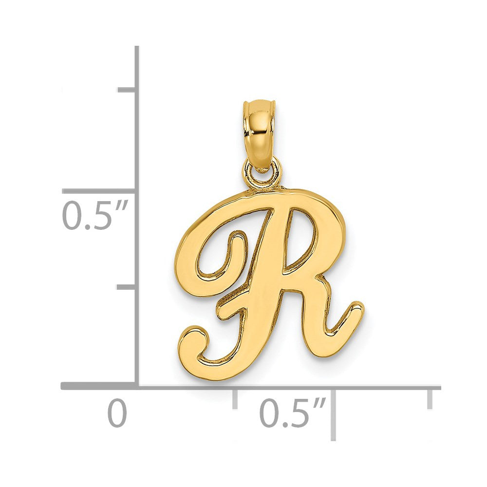 14k Yellow GoldY Script Letter R Initial Pendant