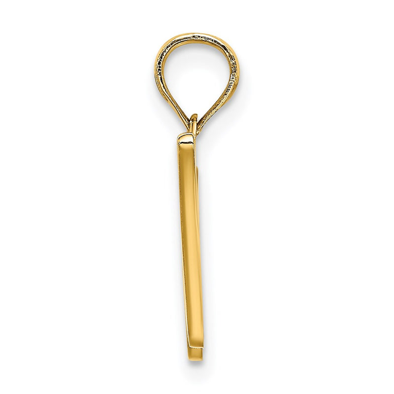 14k Yellow GoldY Script Letter W Initial Pendant