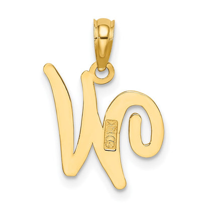 14k Yellow GoldY Script Letter W Initial Pendant