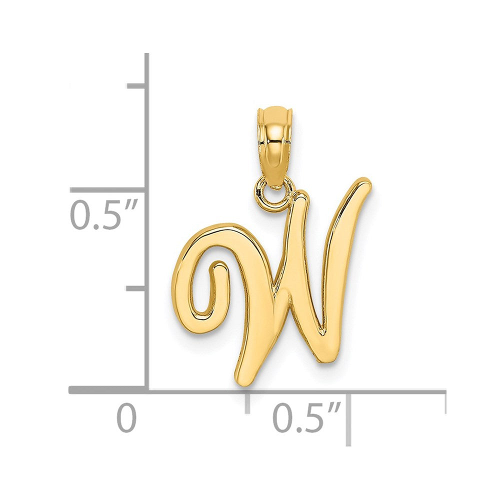 14k Yellow GoldY Script Letter W Initial Pendant