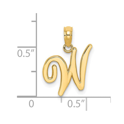 14k Yellow GoldY Script Letter W Initial Pendant